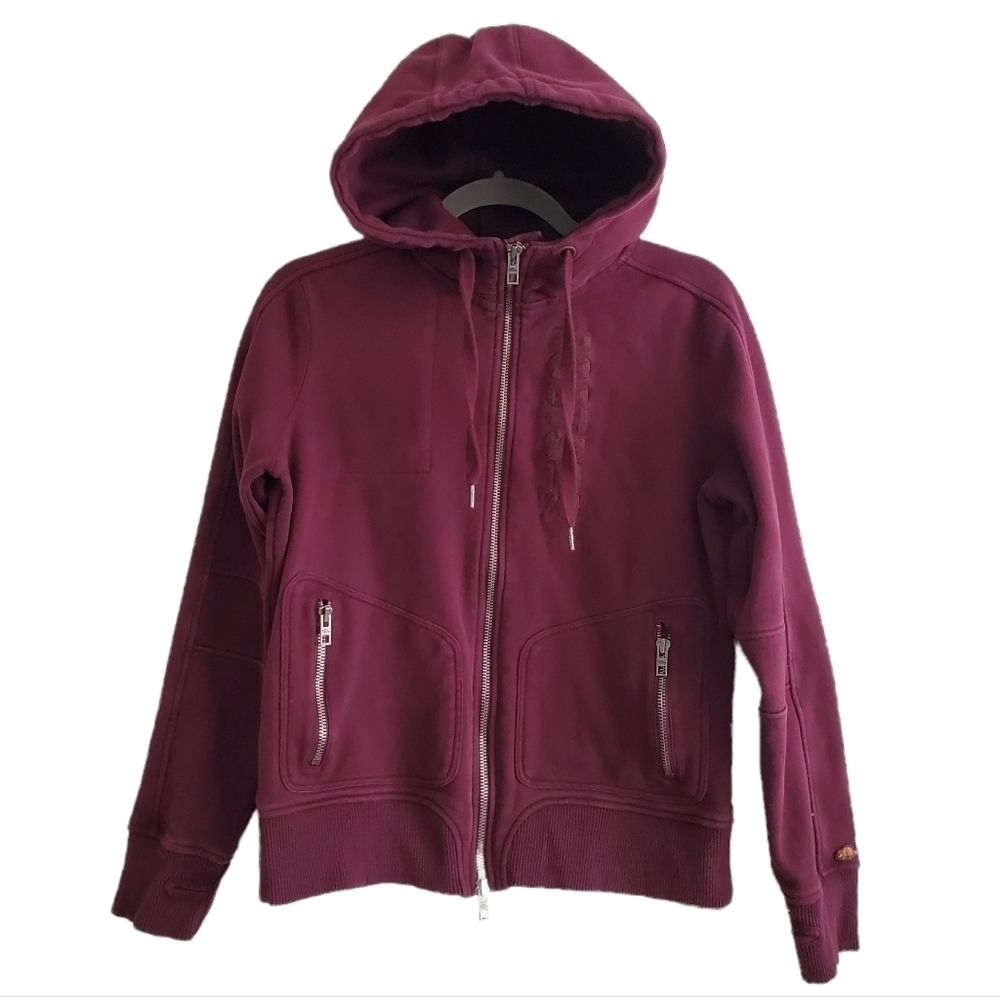 Roots Canada Burgundy Maroon Full Zip Hooded Jacket